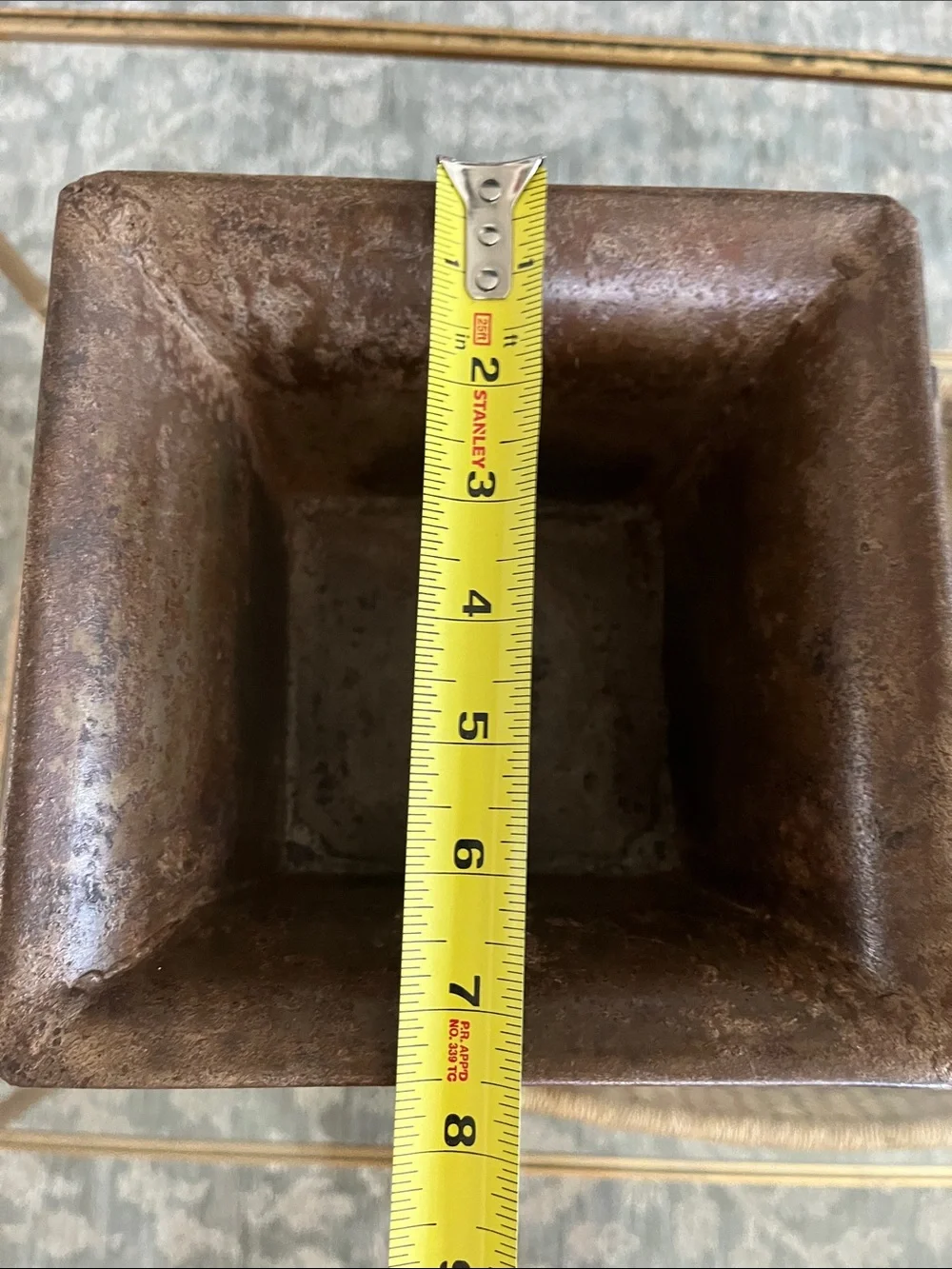 Rustic Brown Metal Planter with Brass Claw Feet